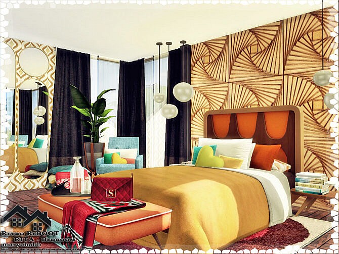 Sims 4 Retro RITA Bedroom by marychabb at TSR