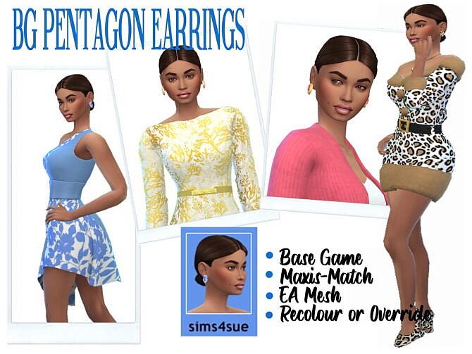 Sims 4 BG PENTAGON EARRINGS at Sims4Sue