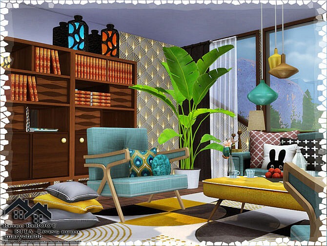 Sims 4 Retro RITA Living Room by marychabb at TSR