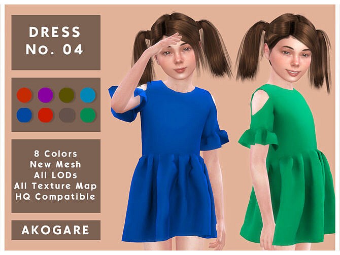 Sims 4 Dress No.04 child by Akogare at TSR