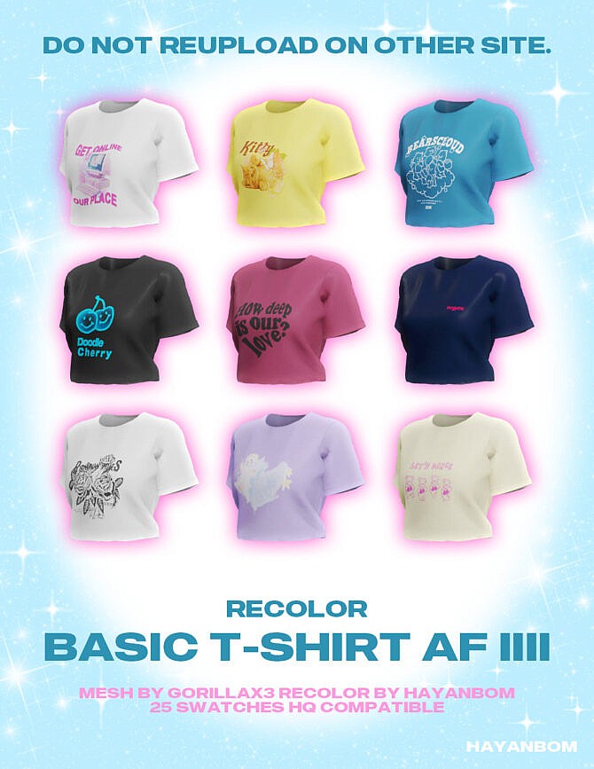 Sims 4 RECOLOR BASIC T SHIRT AF IIII at Hayanbom