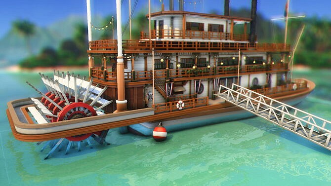 Sims 4 Floating Restaurant Vintage Boat by plumbobkingdom at Mod The Sims 4