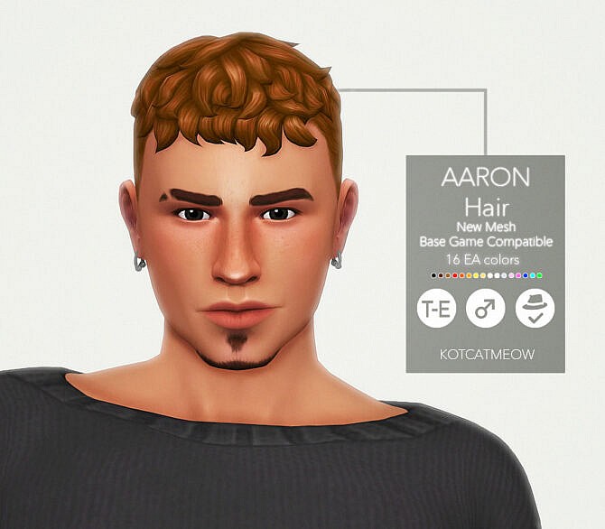 Sims 4 Aaron Hair for males at KotCatMeow