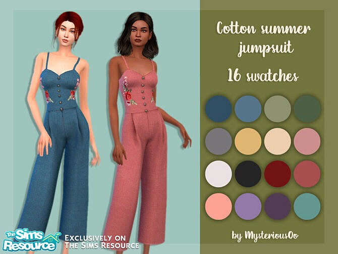Sims 4 Cotton summer jumpsuit by MysteriousOo at TSR