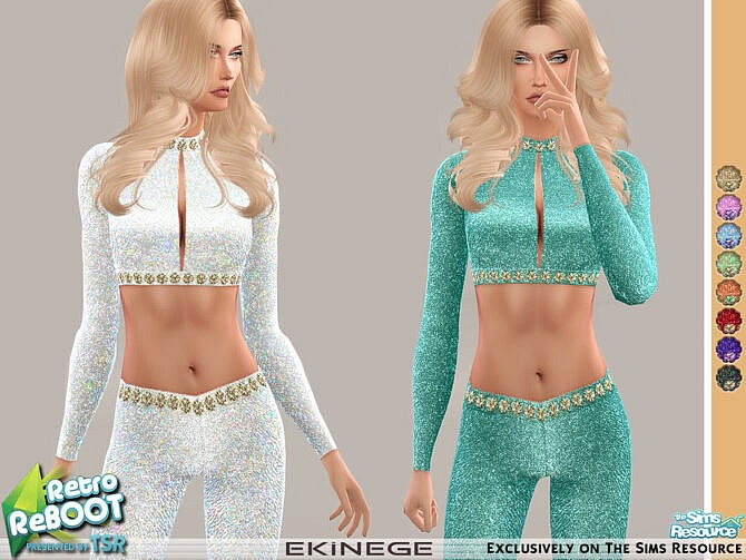 Sims 4 Retro Sequin Top by ekinege at TSR