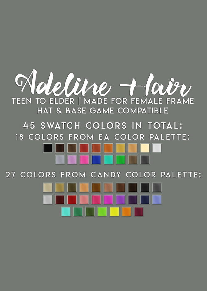 Sims 4 ADELINE HAIR at Candy Sims 4