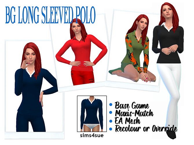Sims 4 BG LONG SLEEVED POLO at Sims4Sue