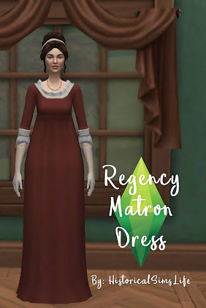 Sims 4 Regency Matron Dress at Historical Sims Life