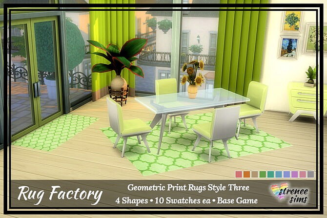 Sims 4 Rug Factory: Geometric Rugs at Strenee Sims