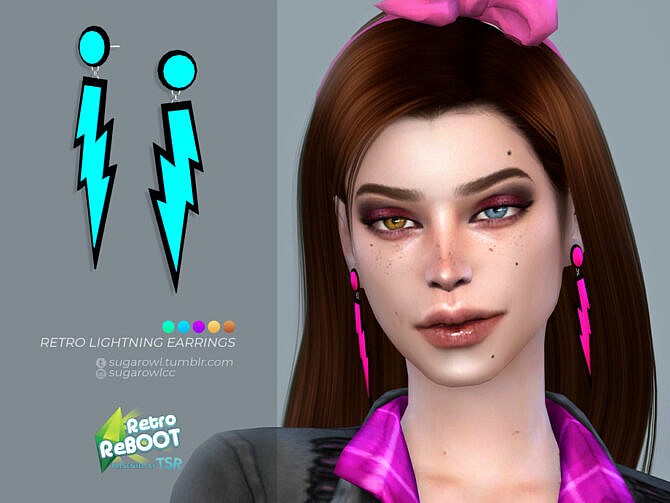 Sims 4 Retro Lightning earrings by sugar owl at TSR