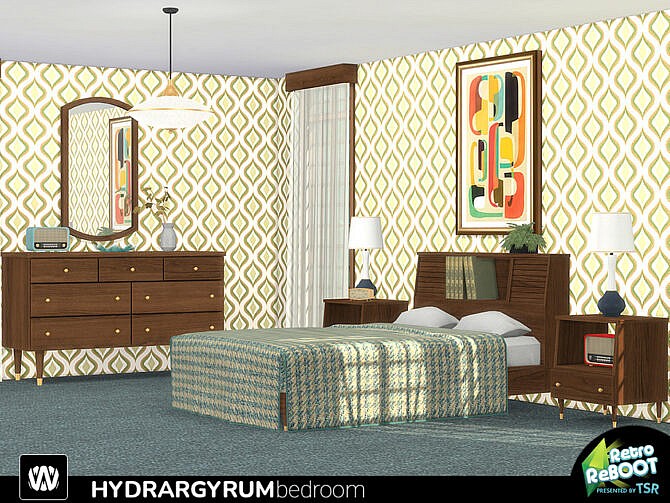 Sims 4 Retro Hydrargyrum Bedroom by wondymoon at TSR