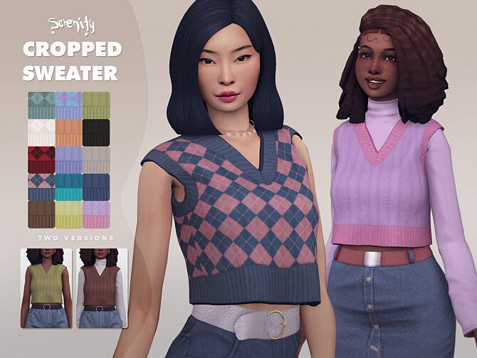 Sims 4 Cropped Sweater (two versions) at SERENITY
