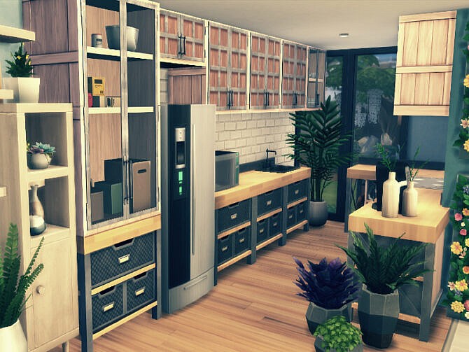 Sims 4 Brown modern home by GenkaiHaretsu at TSR