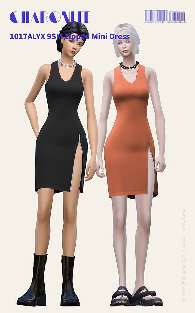 Sims 4 Zipped Mini Dress at Charonlee