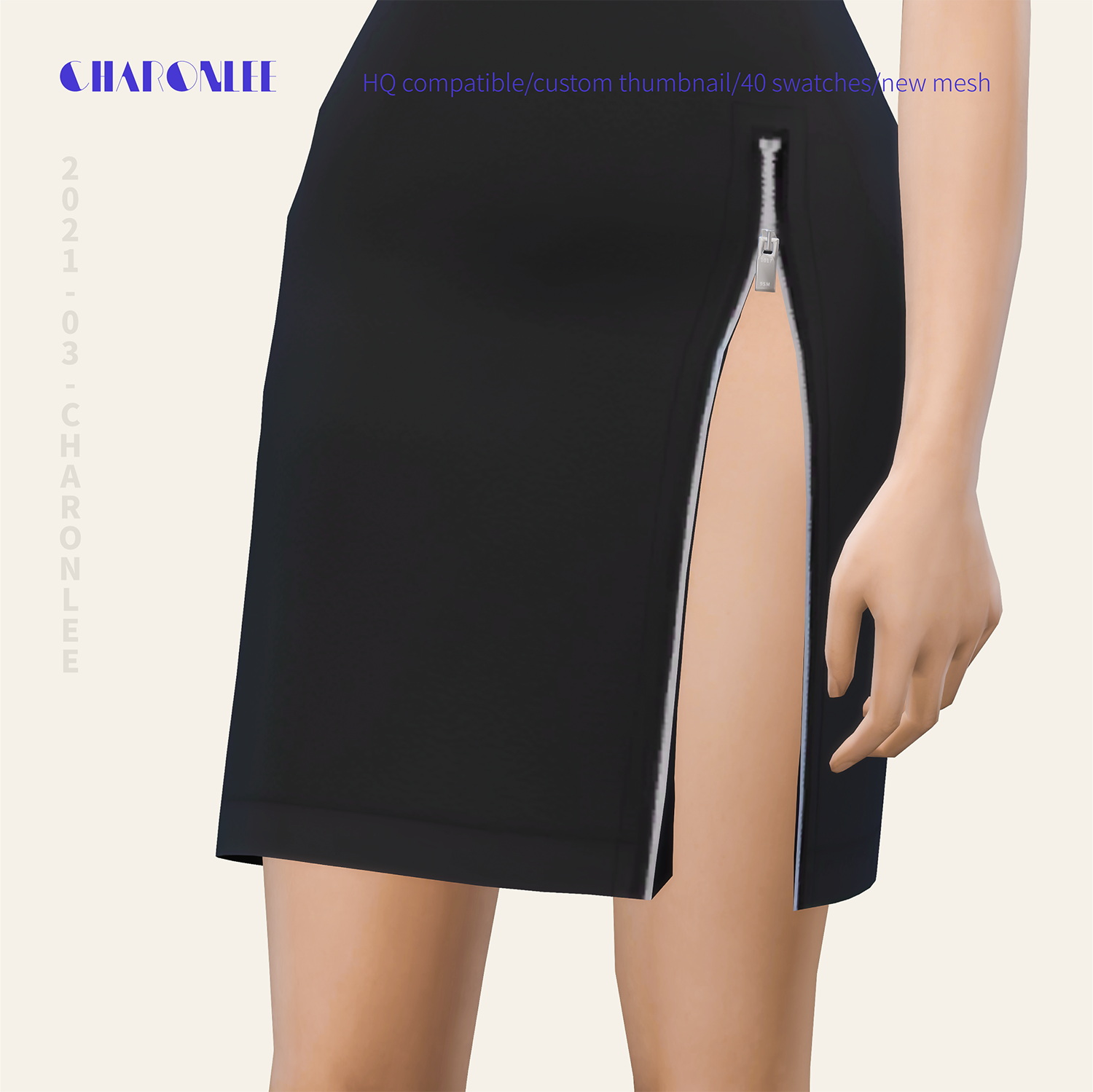 Zipped Mini Dress at Charonlee » Sims 4 Updates