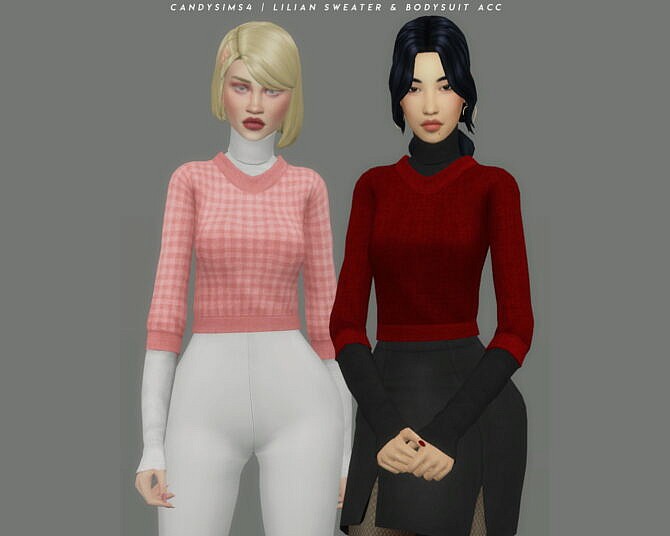 LILIAN SWEATER & BODYSUIT ACC at Candy Sims 4 » Sims 4 Updates