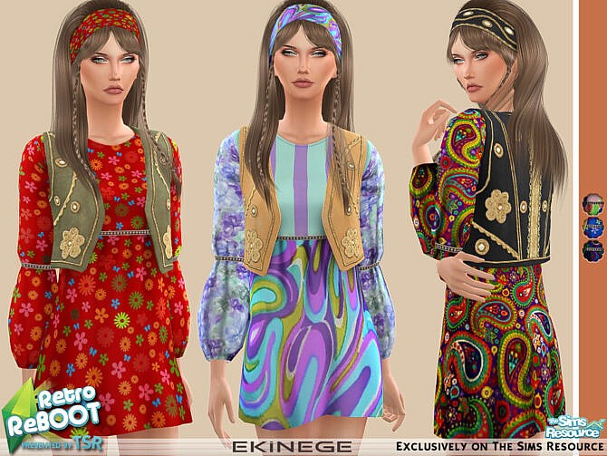 Sims 4 Retro Hippie Dress by ekinege at TSR