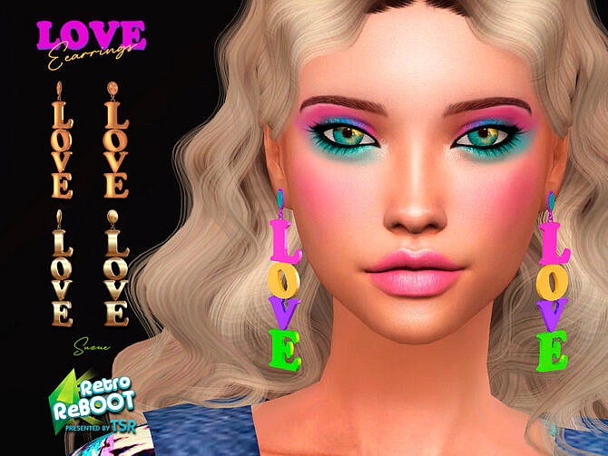 Sims 4 Retro Love Earrings by Suzue at TSR