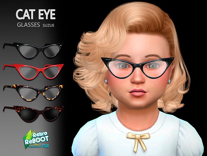 Sims 4 Retro CatEye Toddler Glasses by Suzue at TSR