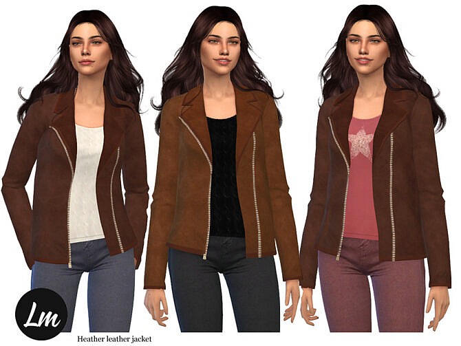 Sims 4 Heather Leather jacket by Lucy Muni at TSR