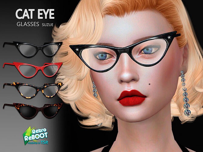 Sims 4 Retro CatEye Glasses by Suzue at TSR