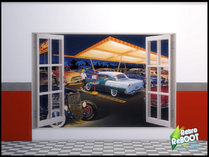 Sims 4 Retro 50s Diner Window Mural by seimar8 at TSR