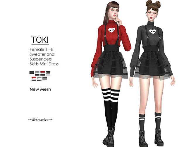 Sims 4 TOKI Mini Dress by Helsoseira at TSR