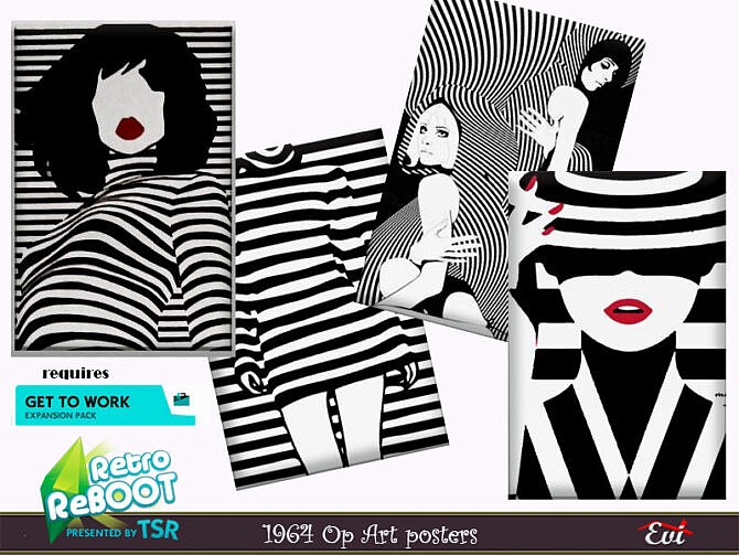 Sims 4 Retro 1964 Op Art posters by evi at TSR