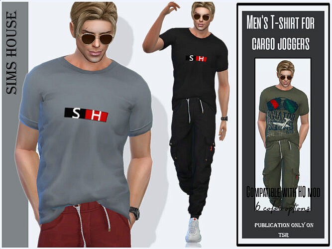 Men’s T-shirt For Cargo Joggers By Sims House