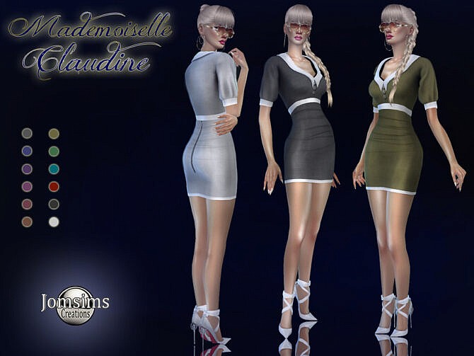 Sims 4 Mademoiselle Claudine dress by jomsims at TSR