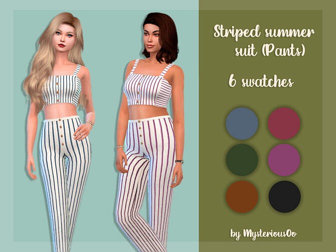Sims 4 Striped summer suit (Pants) by MysteriousOo at TSR