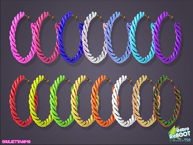 Sims 4 Retro Candy Rope Hoop Earrings 80s by feyona at TSR
