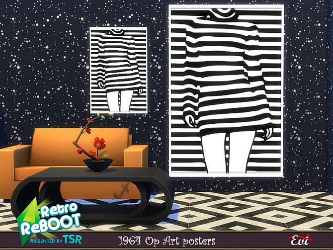 Sims 4 Retro 1964 Op Art posters by evi at TSR