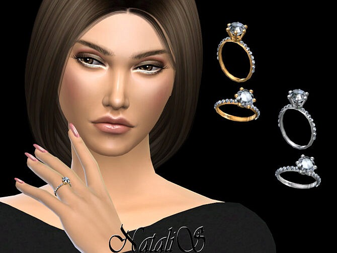 Sims 4 Round cut pave engagement ring by NataliS at TSR
