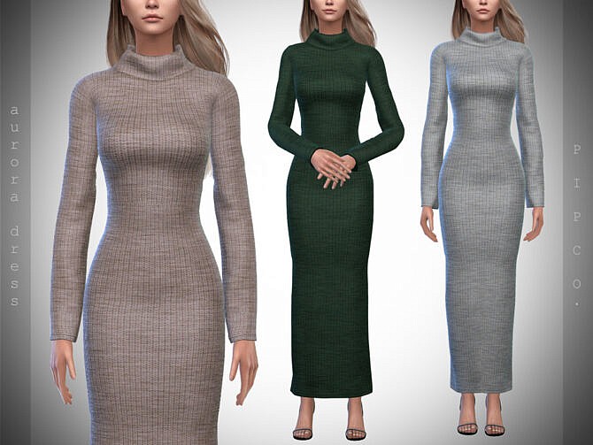 Sims 4 Aurora Sweater Dress by Pipco at TSR