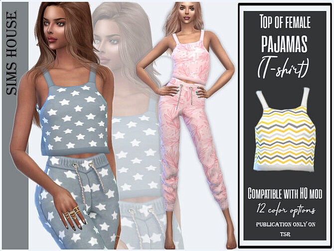 Sims 4 Top female pajamas by Sims House at TSR