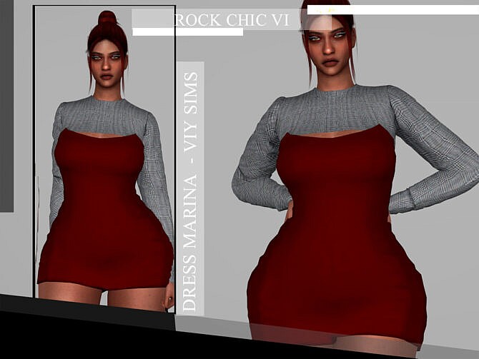Sims 4 Rock Chic VI Dress MARINA by Viy Sims at TSR