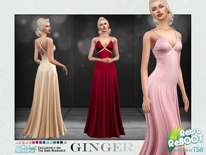 Sims 4 Retro Ginger Formal Dress by Sifix at TSR