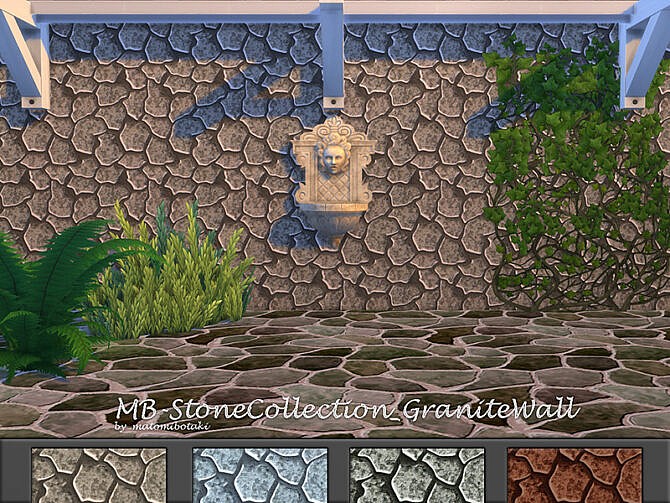 Sims 4 MB Stone Collection Granite Wall by matomibotaki at TSR