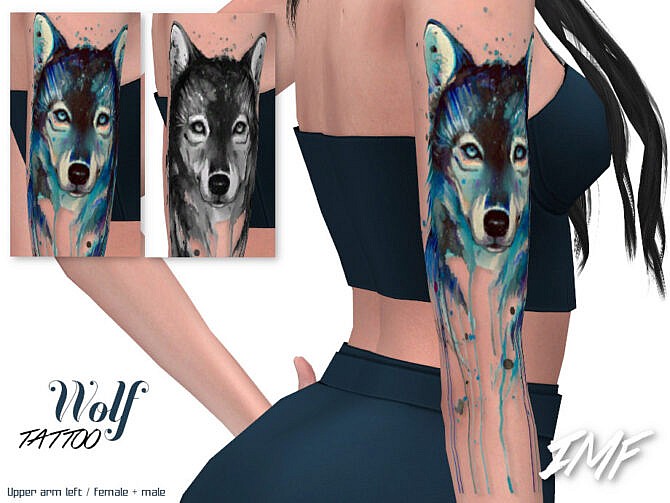 Sims 4 IMF Tattoo Wolf by IzzieMcFire at TSR