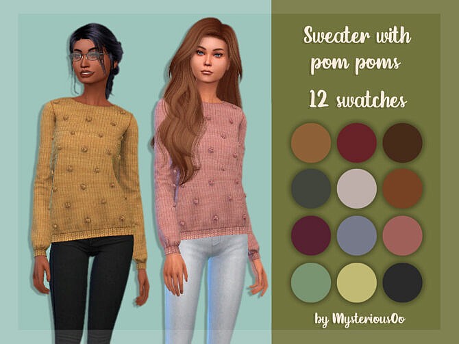 Sims 4 Sweater with pom poms by MysteriousOo at TSR
