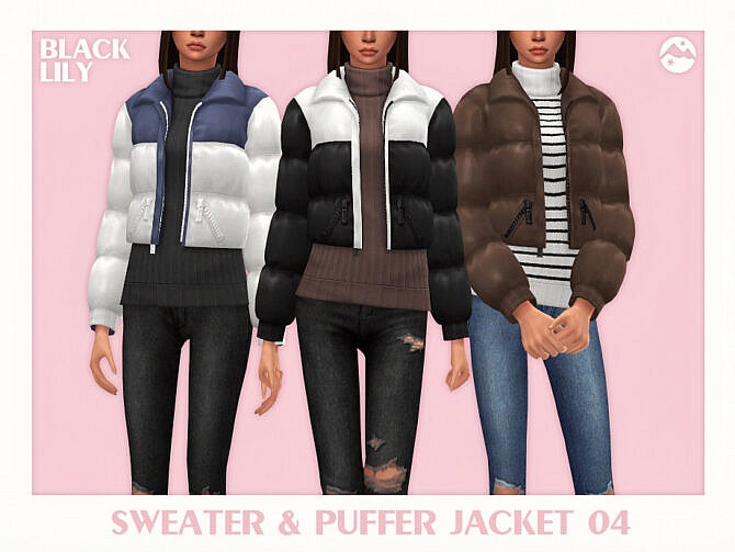 Sims 4 Sweater & Puffer Jacket 04 by Black Lily at TSR