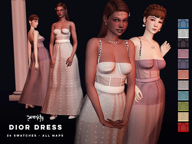 Sims 4 Long sheer dress at SERENITY