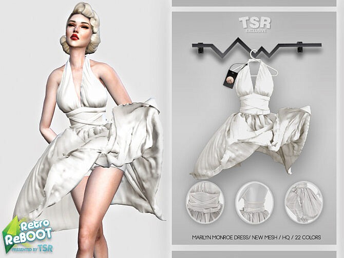 Sims 4 Marilyn Monroe Dress BD443 by busra tr at TSR