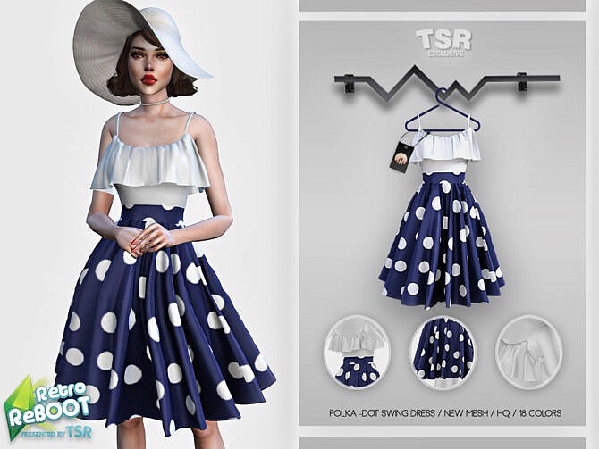 Sims 4 Retro Polka Dot Swing Dress BD445 by busra tr at TSR