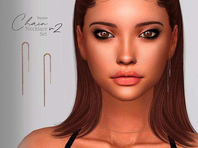 Sims 4 Chain Earrings v2 Set by Suzue at TSR