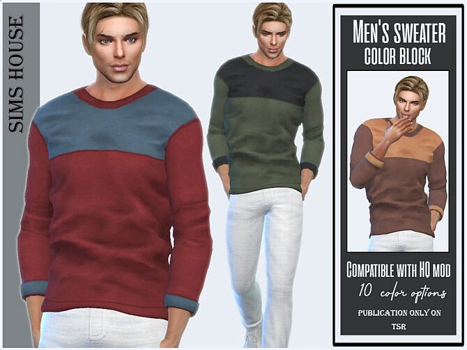 Sims 4 Mens sweater color block by Sims House at TSR
