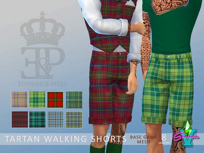 Sims 4 Edward & Piers Tartan Shorts by SimmieV at TSR
