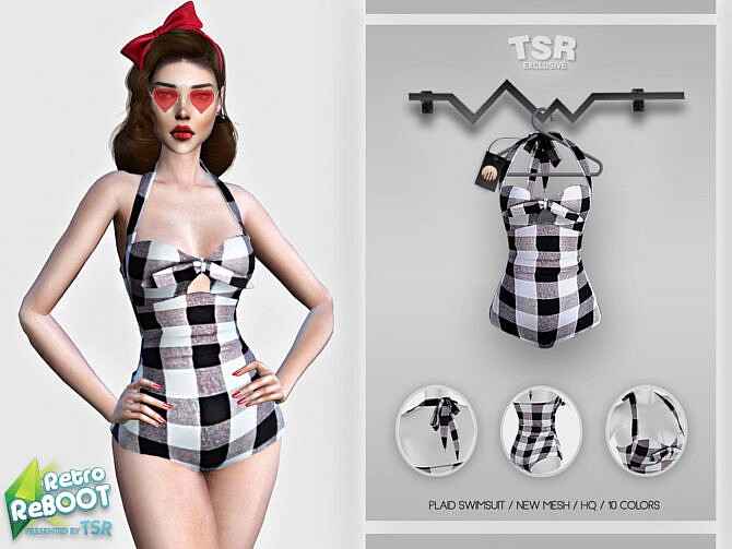 Sims 4 Retro Plaid Swimsuit BD444 by busra tr at TSR