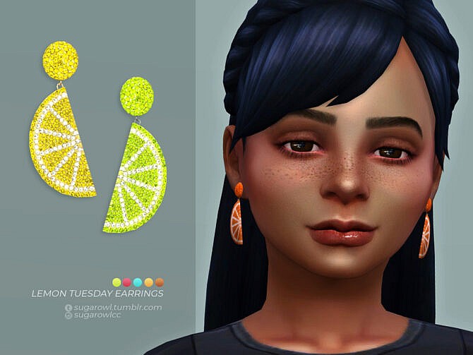 Sims 4 Lemon Tuesday earrings Kids version by sugar owl at TSR